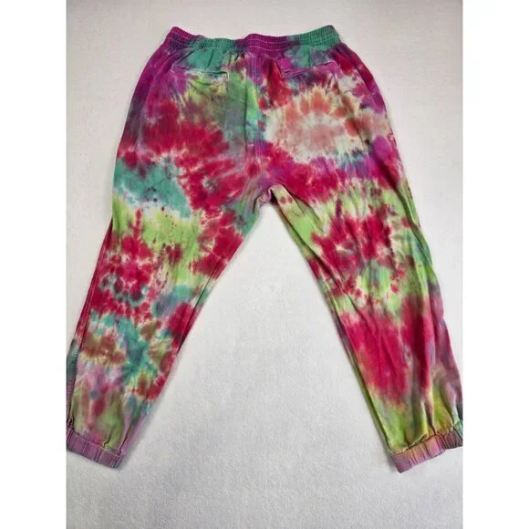 Tie-Dye Jogger Pants Sound Style M Linen Blend Elastic Waist - Picture 7 of 7